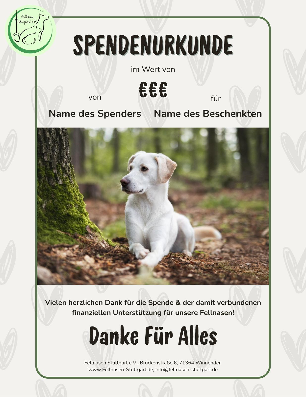Spendenurkunde Danke für alles