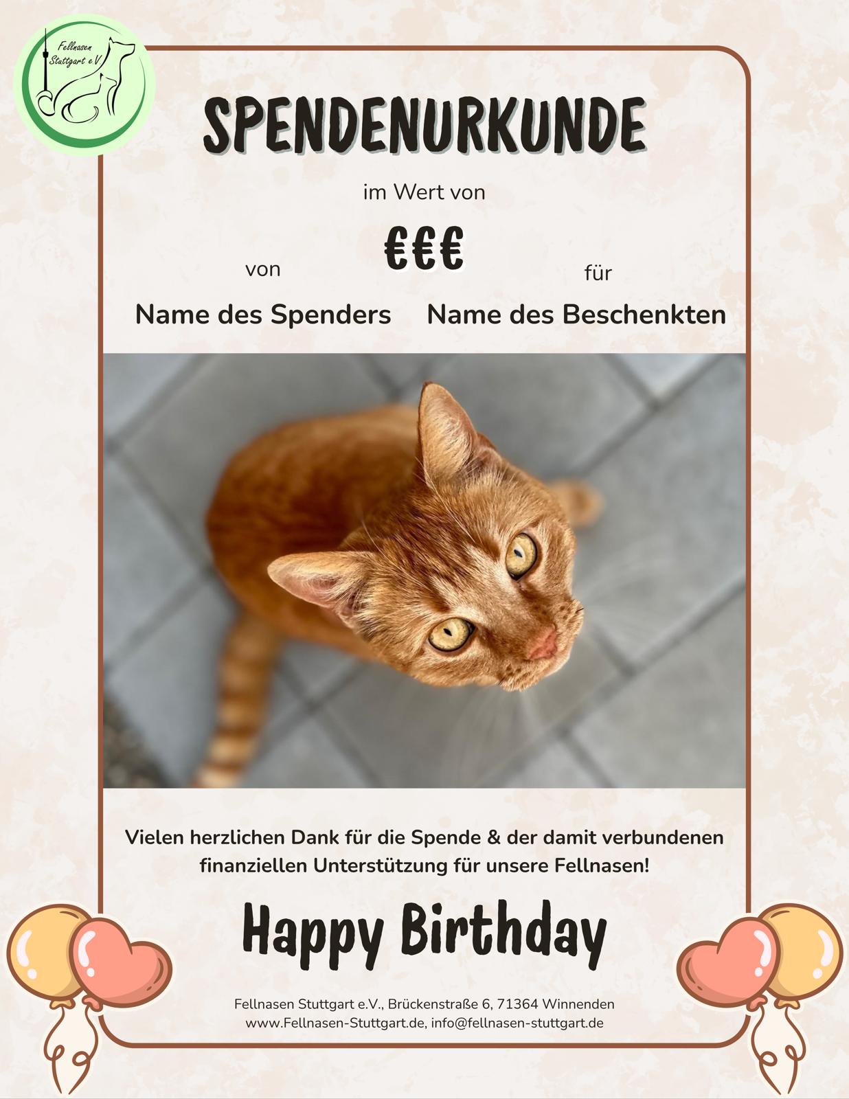 Spendenurkunde Geburtstag 1