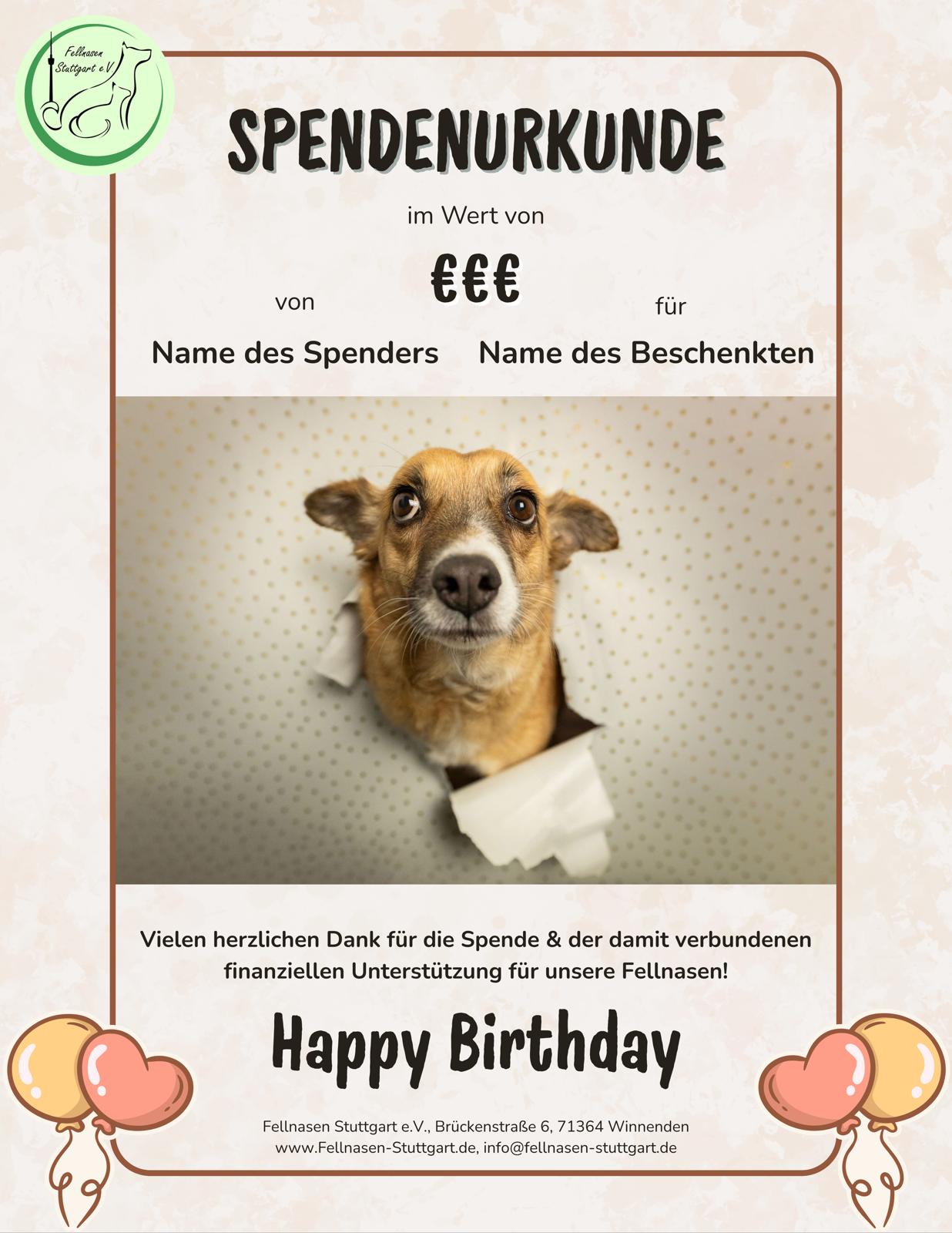 Spendenurkunde Geburtstag 6