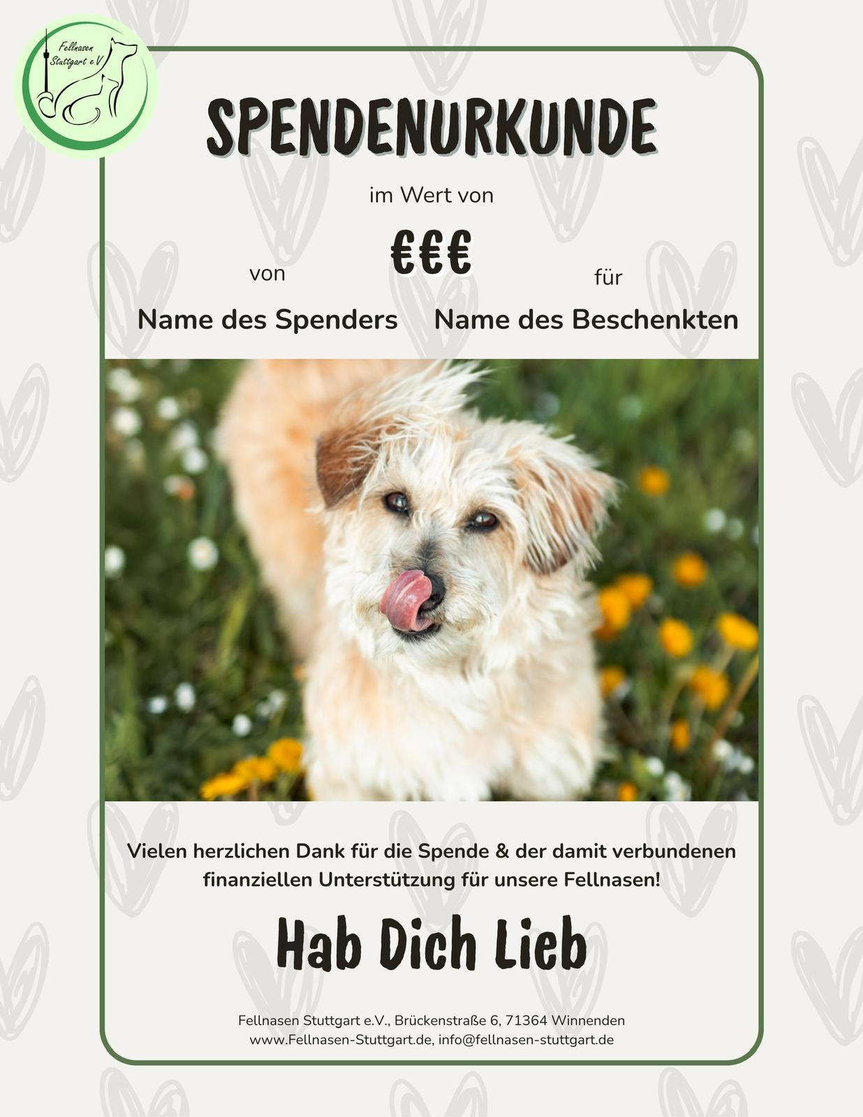 Spendenurkunde Hab dich lieb