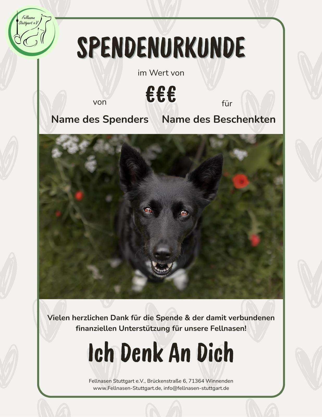 Spendenurkunde Ich denk an dich